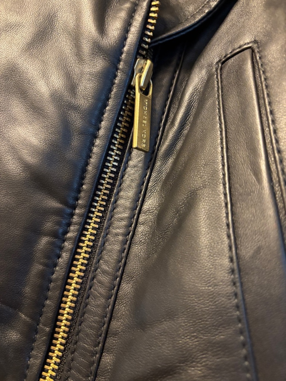 Michael Kors Black Leather Moto Jacket - Picture 3 of 4